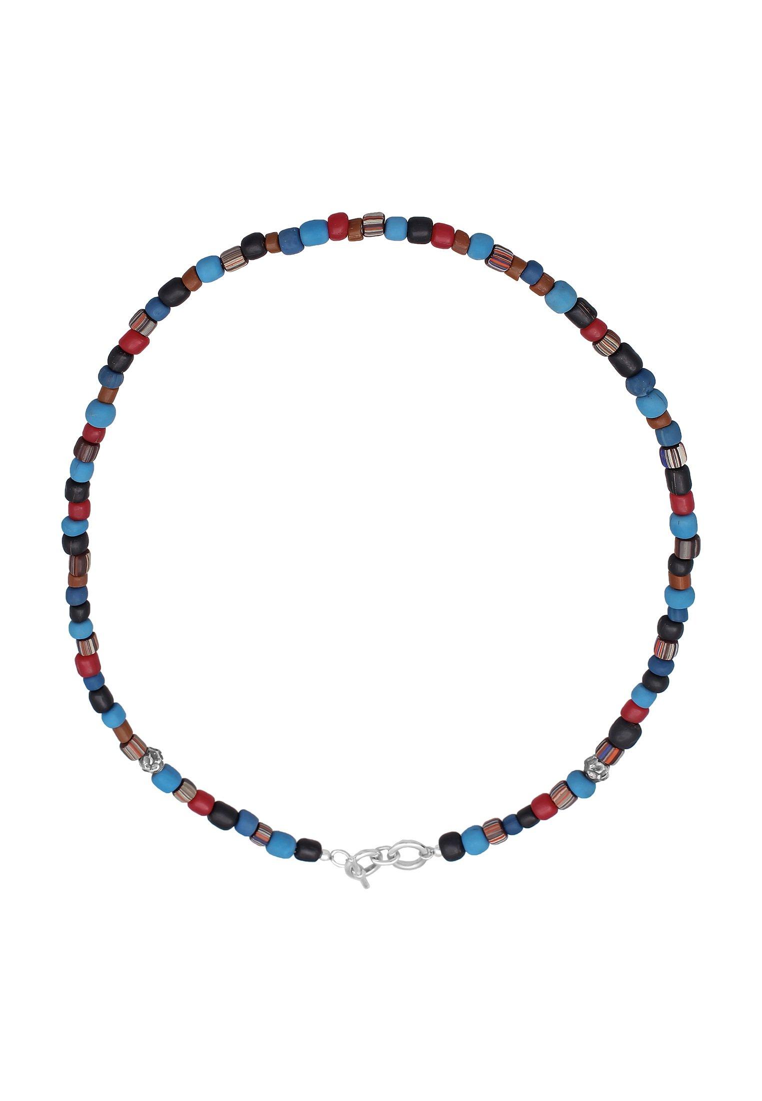 Kuzzoi  Collier Glas Beads Blau T-Bone Verschluss 925 Silber 