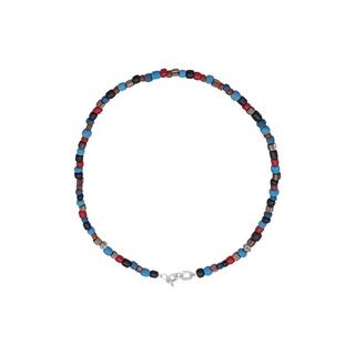 Kuzzoi  Collier Glas Beads Blau T-Bone Verschluss 925 Silber 