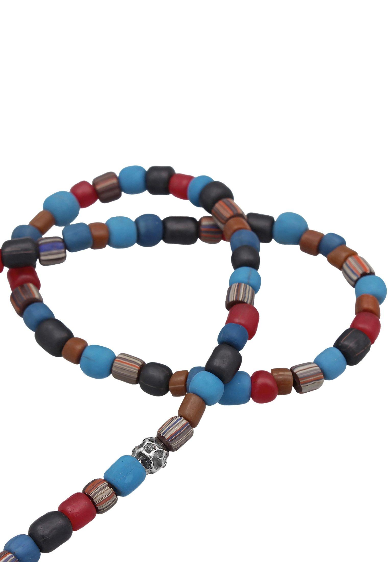 Kuzzoi  Collier Glas Beads Blau T-Bone Verschluss 925 Silber 