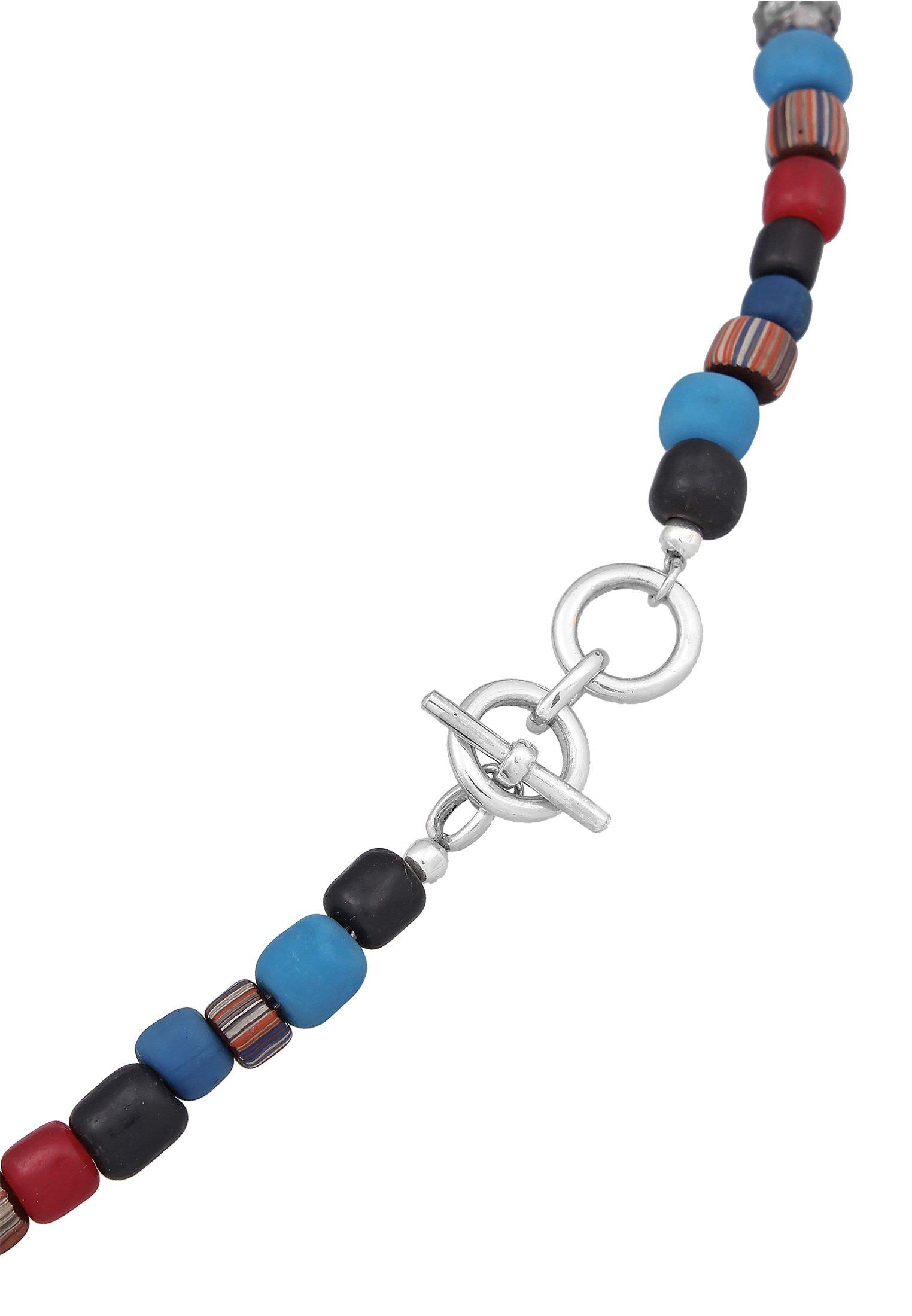 Kuzzoi  Collier Glas Beads Blau T-Bone Verschluss 925 Silber 