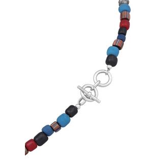 Kuzzoi  Halskette Glas Beads Blau T-Bone Verschluss 925 Silber 