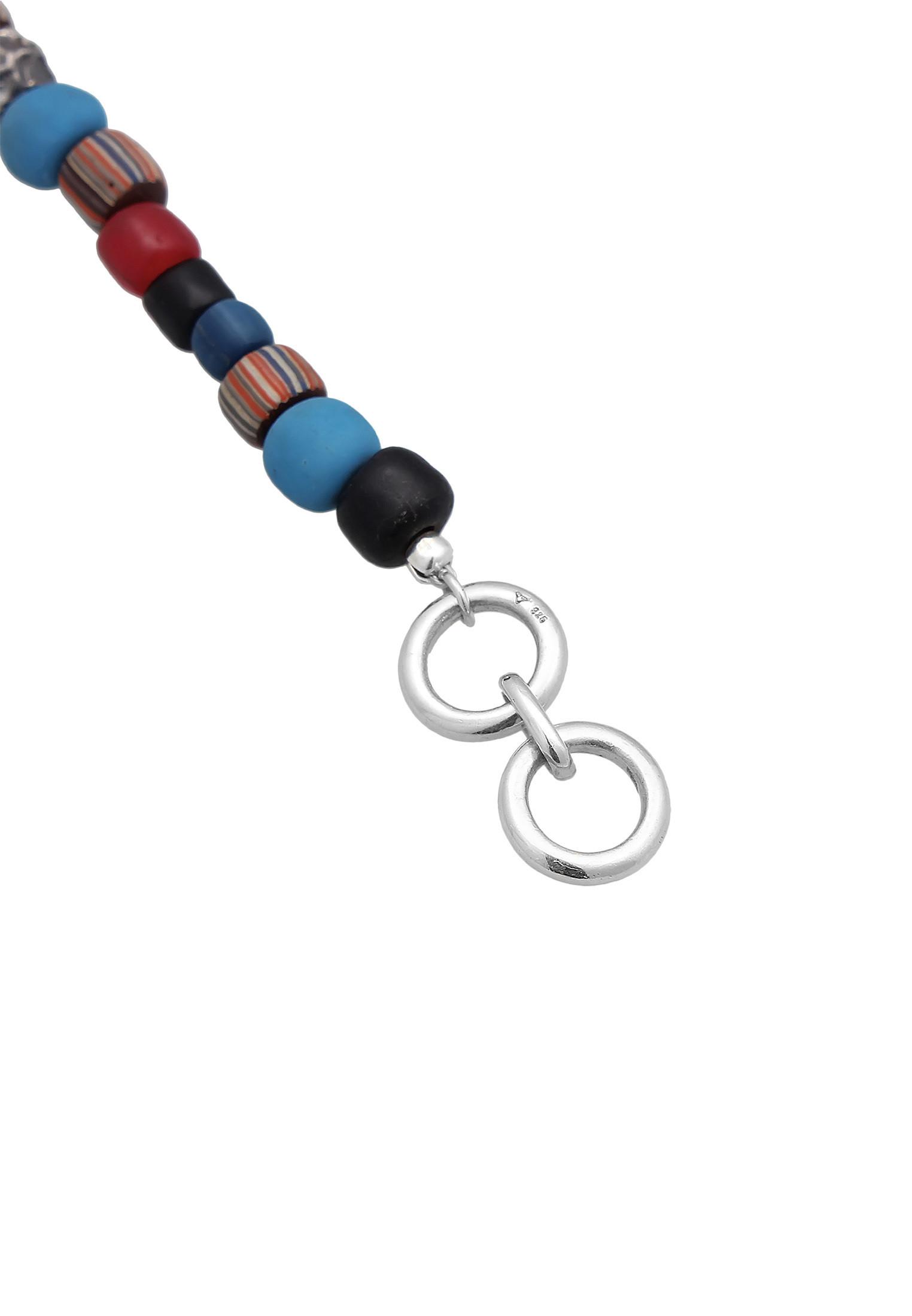 Kuzzoi  Collier Glas Beads Blau T-Bone Verschluss 925 Silber 