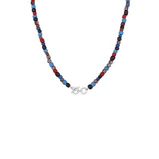 Kuzzoi  Collier Glas Beads Blau T-Bone Verschluss 925 Silber 