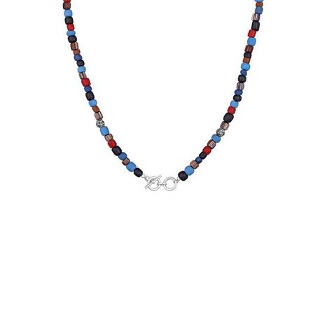 Kuzzoi  Halskette Glas Beads Blau T-Bone Verschluss 925 Silber 