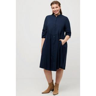 Ulla Popken  Blusenkleid, A-Linie, Quernaht, Stehkragen, 3/4-Arm 