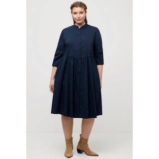 Ulla Popken  Blusenkleid, A-Linie, Quernaht, Stehkragen, 3/4-Arm 