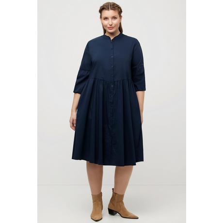 Ulla Popken  Blusenkleid, A-Linie, Quernaht, Stehkragen, 3/4-Arm 