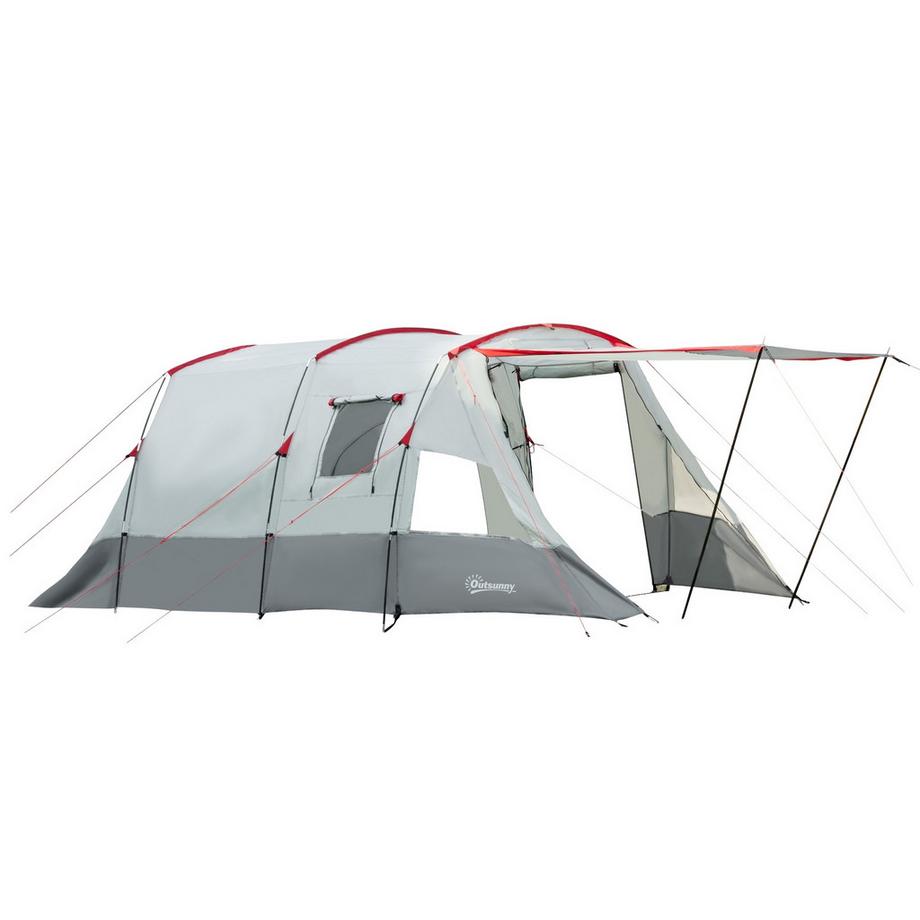Northio  Tente Tunnel Tente De Camping Pour 8 Personnes Avec Cabine De Couchage, Salon, Sac De Transport, Colonne D'Eau 2000 Mm, Gris 