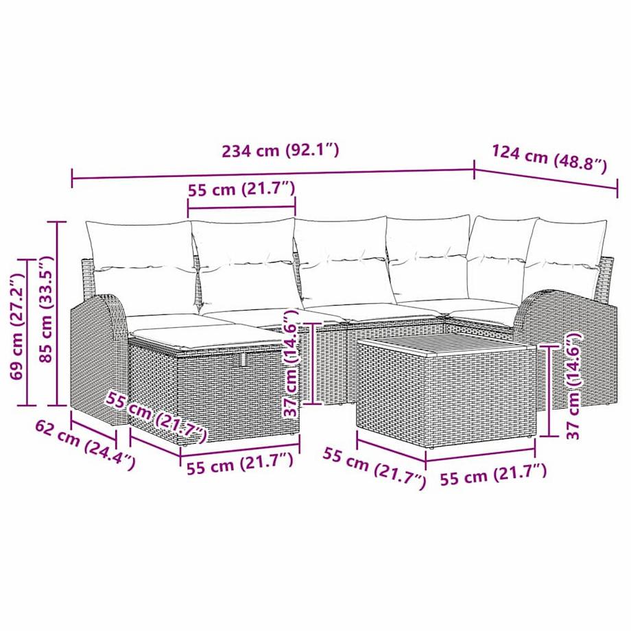 VidaXL Gartensofa-set poly-rattan  