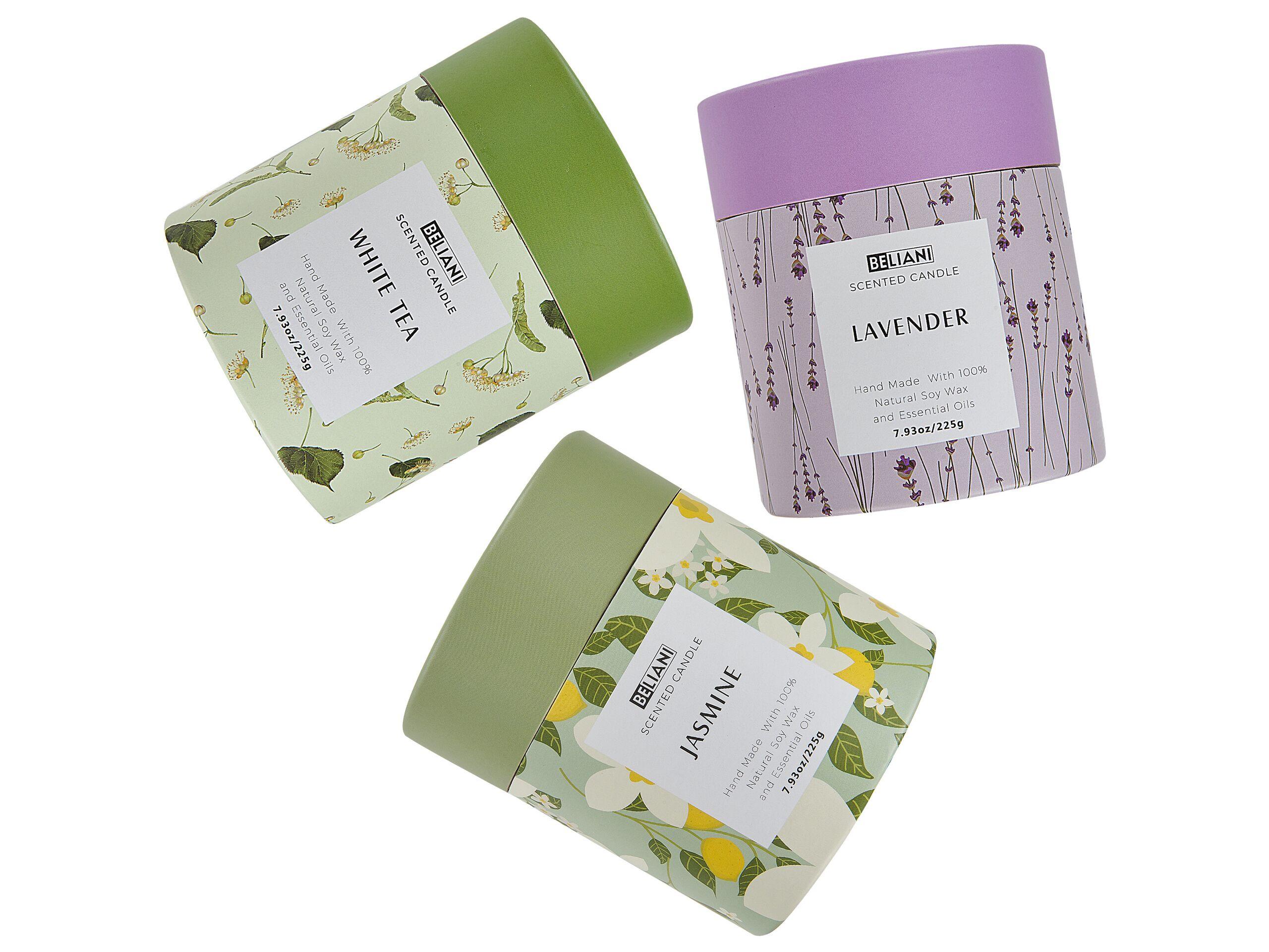 Beliani Set di 3 Candele Profumate en Cera di Soia COLORFUL BARREL  