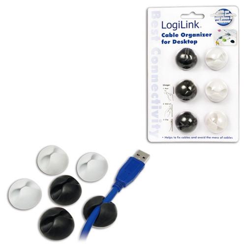 LogiLink Support de câble autocollant, paquet de 6  