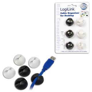 LogiLink Support de câble autocollant, paquet de 6  