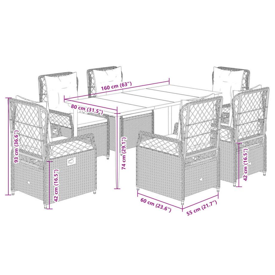 VidaXL Garten essgruppe poly-rattan  
