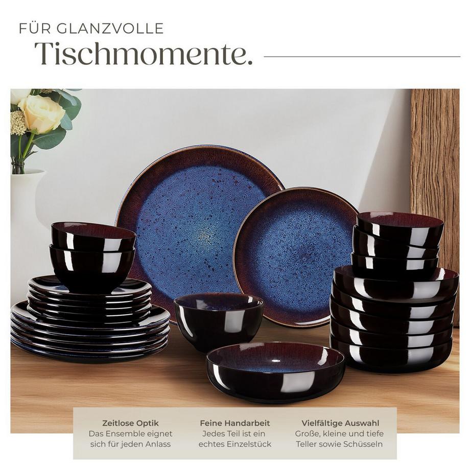 Tectake  Service de table MARE pour 6 personnes, fait à la main 