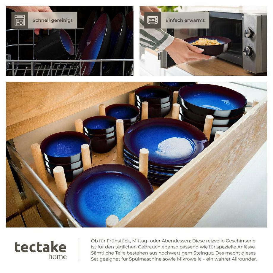 Tectake  Service de table MARE pour 6 personnes, fait à la main 