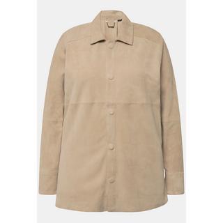 Ulla Popken Chemisier en cuir suédé Col chemise Manches longues  