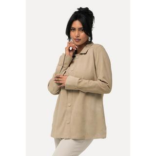 Ulla Popken Chemisier en cuir suédé Col chemise Manches longues  