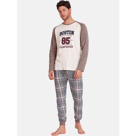 Admas  Completo pigiama pantaloni top maniche lunghe Boston 