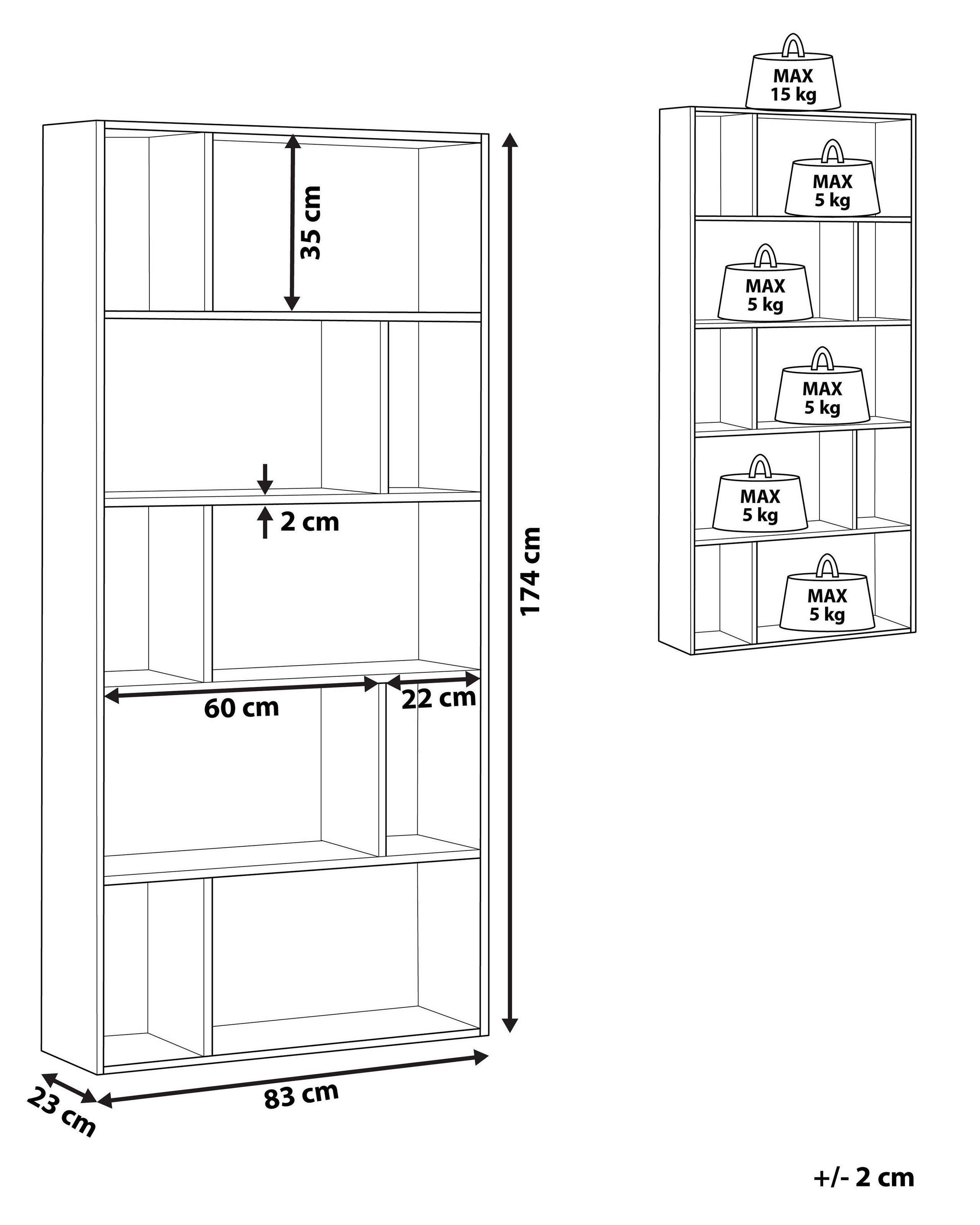 Beliani Libreria a 5 ripiani en Fibra a media densità (MDF) Scandinavo ORILLA  