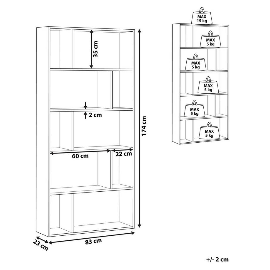 Beliani Libreria a 5 ripiani en Fibra a media densità (MDF) Scandinavo ORILLA  