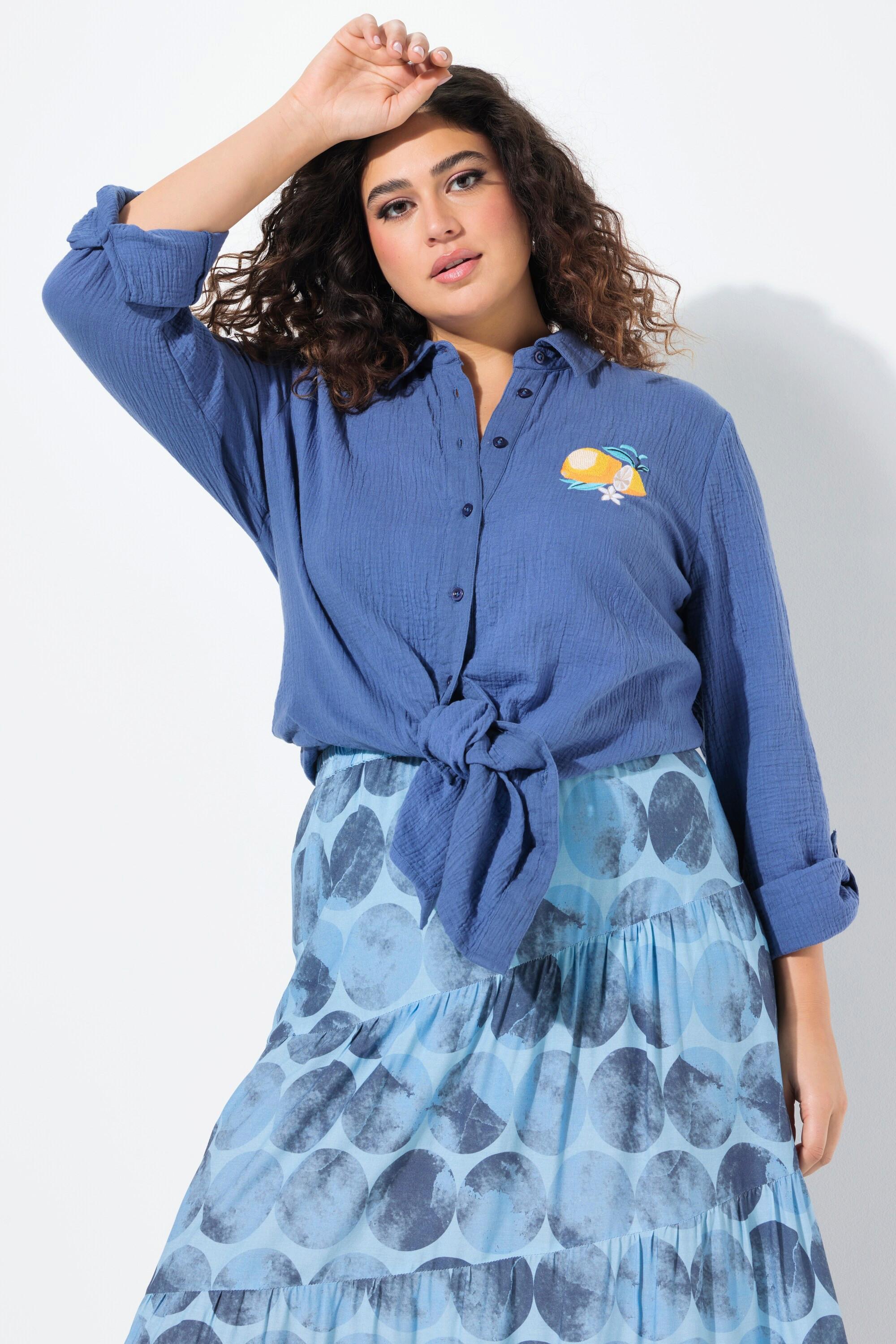 Ulla Popken A-Linie Musselin Bestickte Bluse  