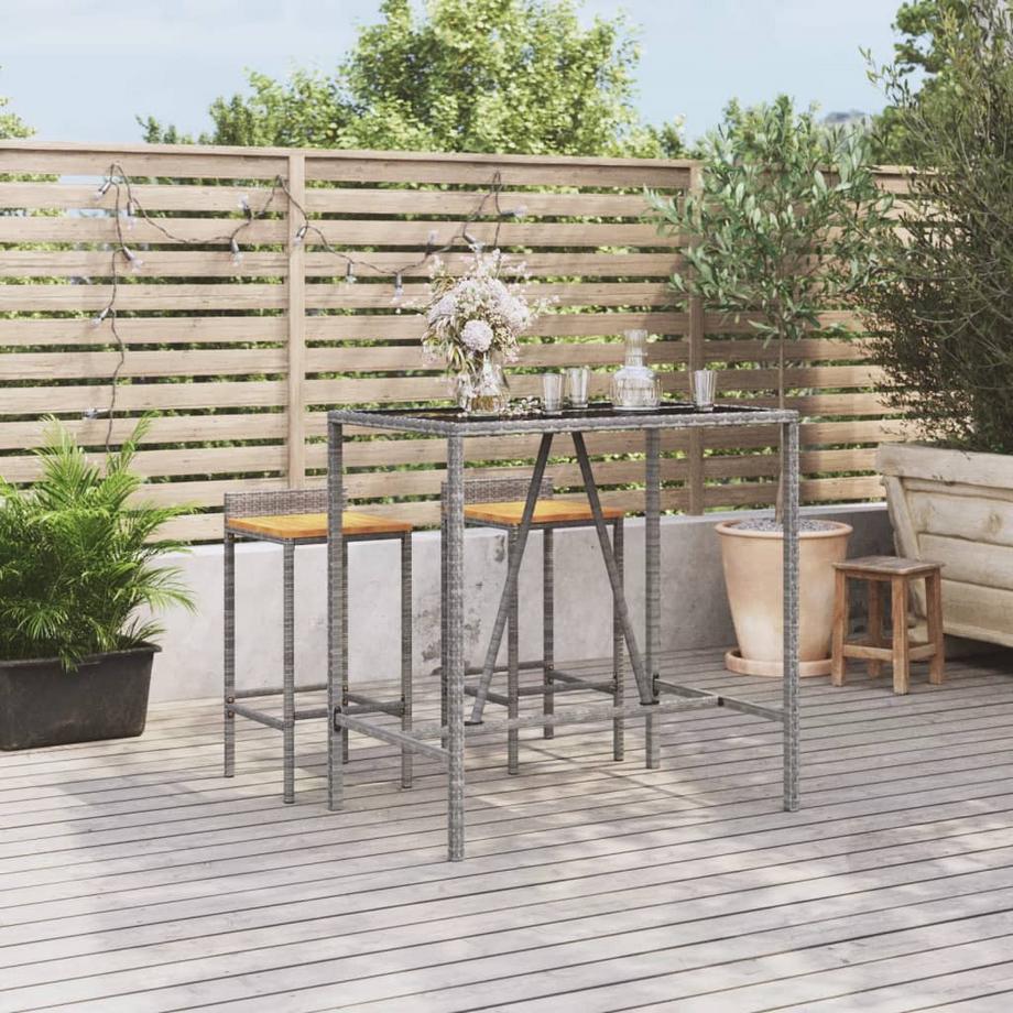 VidaXL Bartisch mit glasplatte poly-rattan  