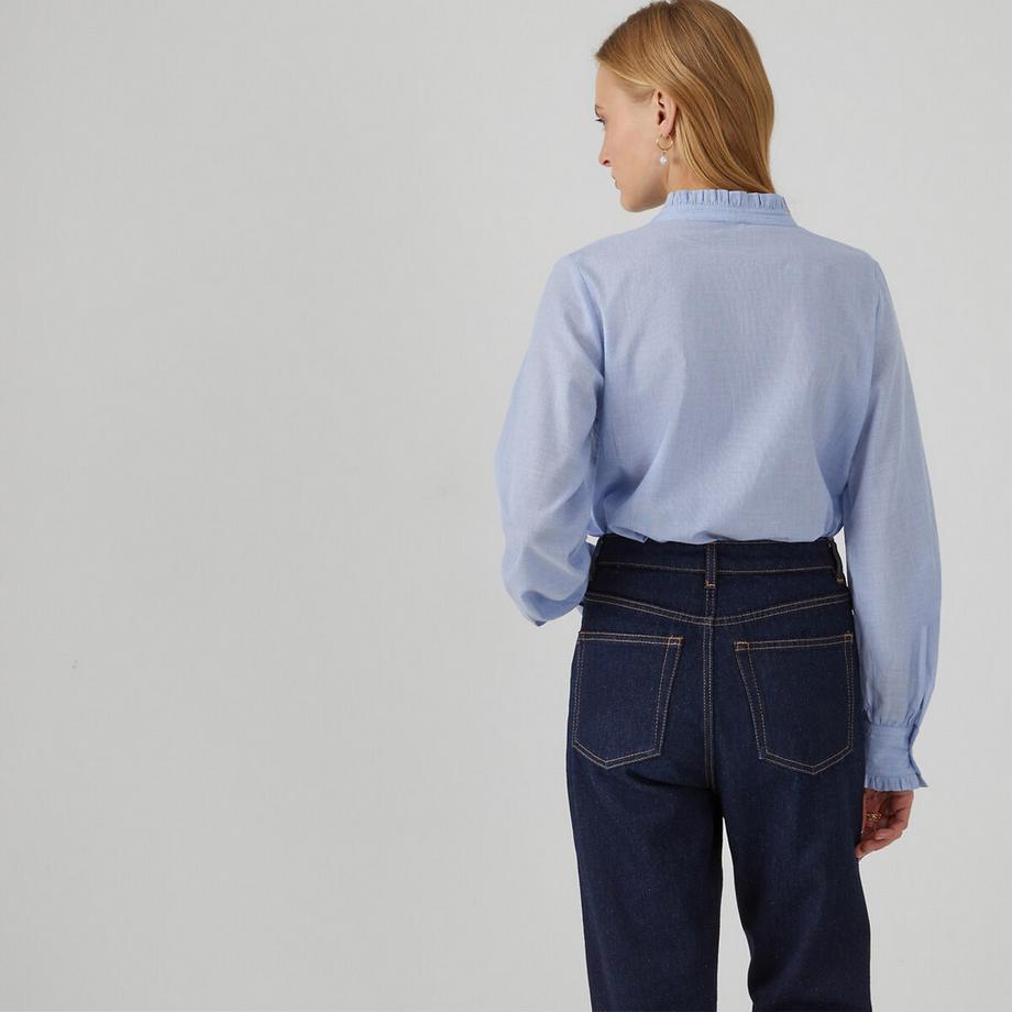 La Redoute Collections Langarm Bluse mit Rüschen Stehkragen  