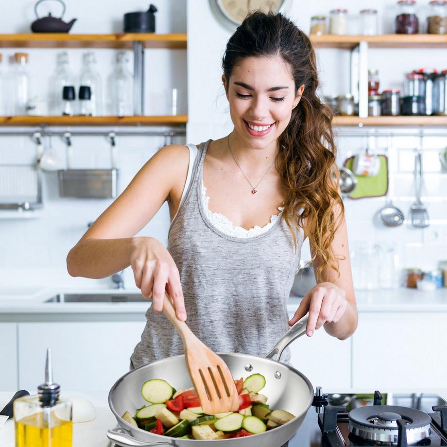 Northio Edelstahlwok mit Glasdeckel  