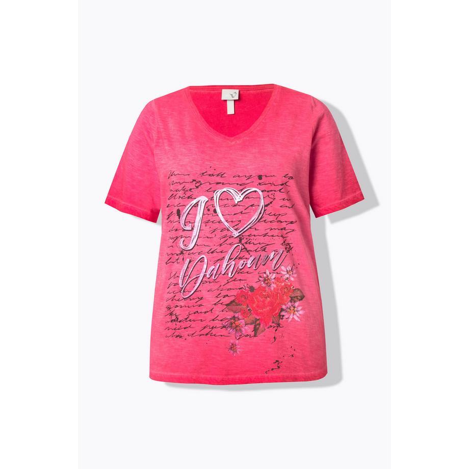 Ulla Popken T-Shirt Classique Col V Manches Courtes Motif Traditionnel  
