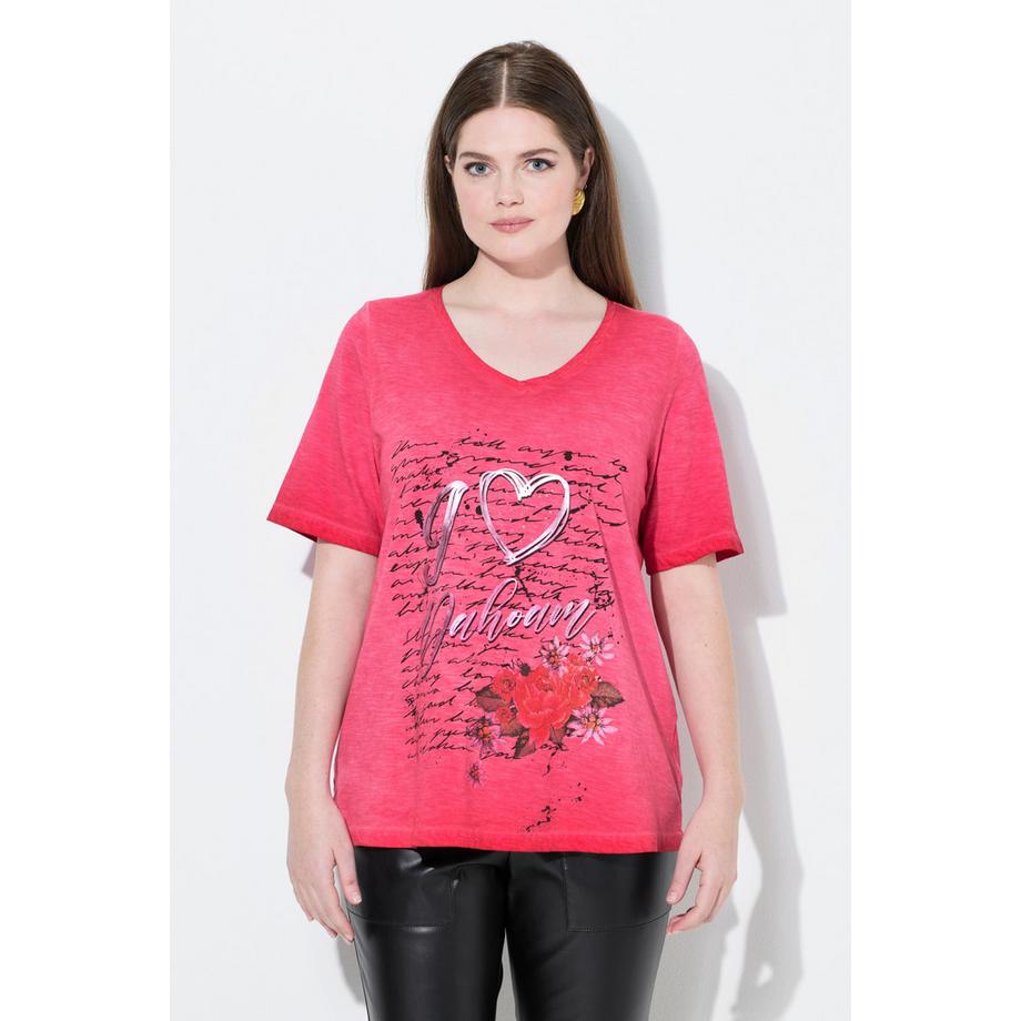 Ulla Popken T-Shirt Classique Col V Manches Courtes Motif Traditionnel  
