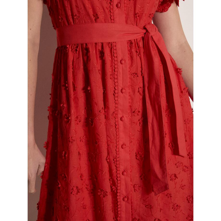 APRICOT Vestito in cotone con ricamo floreale  