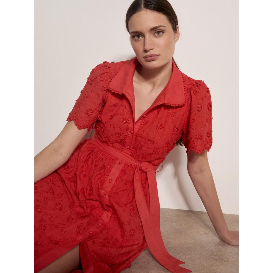 APRICOT Vestito in cotone con ricamo floreale  