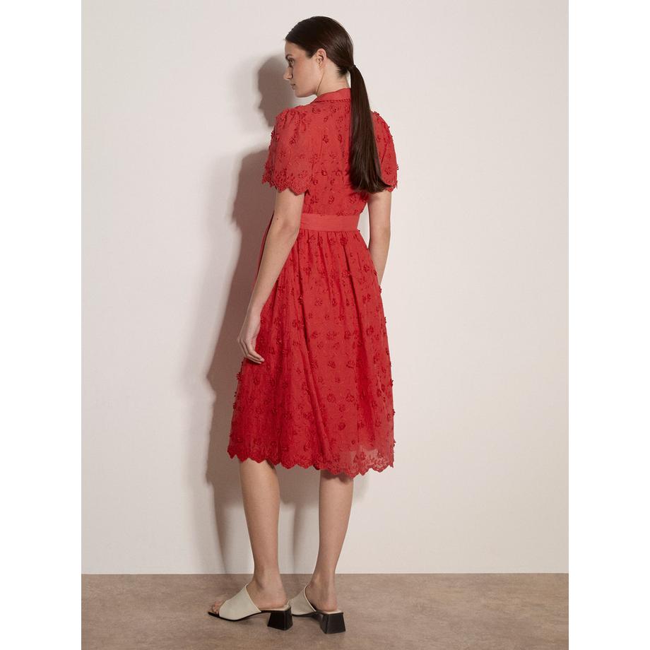 APRICOT Vestito in cotone con ricamo floreale  