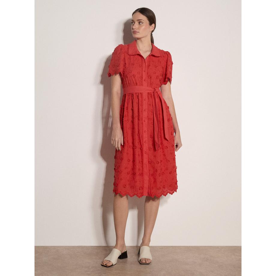 Baumwollkleid mit Blumenstickerei