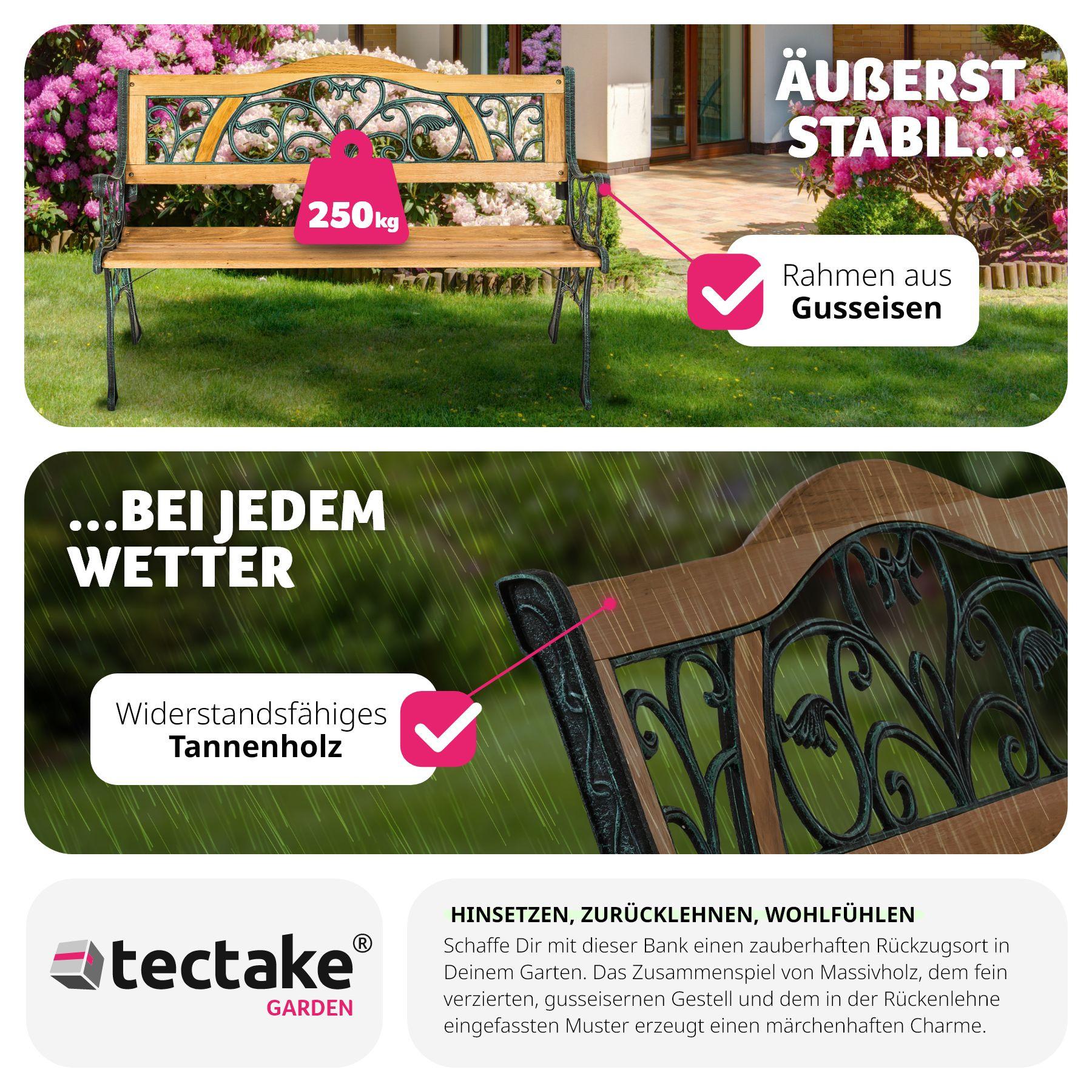 Tectake Banc de jardin KATHI 2 places 124 x 60 x 83 cm  