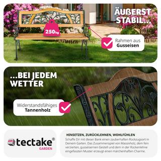 Tectake Banc de jardin KATHI 2 places 124 x 60 x 83 cm  