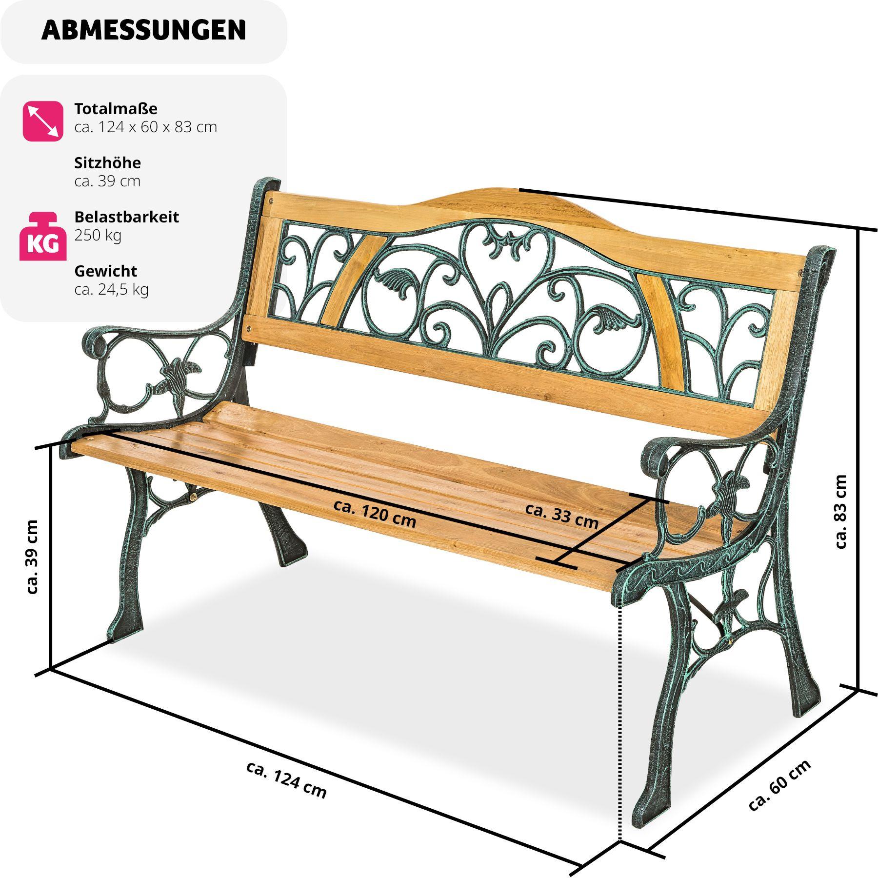 Tectake Banc de jardin KATHI 2 places 124 x 60 x 83 cm  