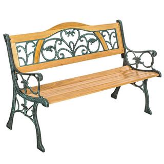 Tectake Panchina da giardino Kathi, in legno e ghisa 2 posti 124 x 60 x 83 cm  