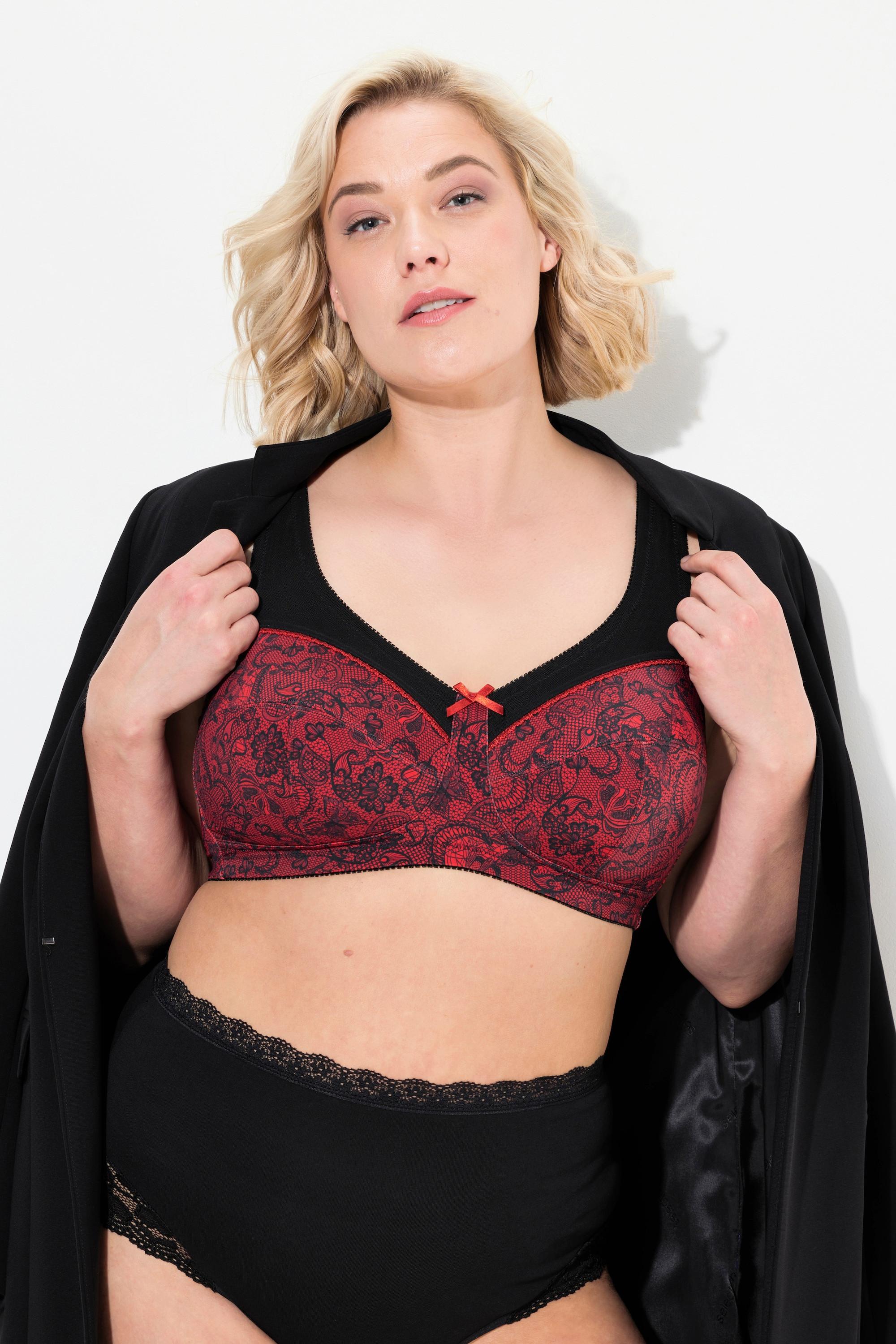 Ulla Popken Reggiseno sostenitivo stampa pizzo senza ferretto coppa C-F  