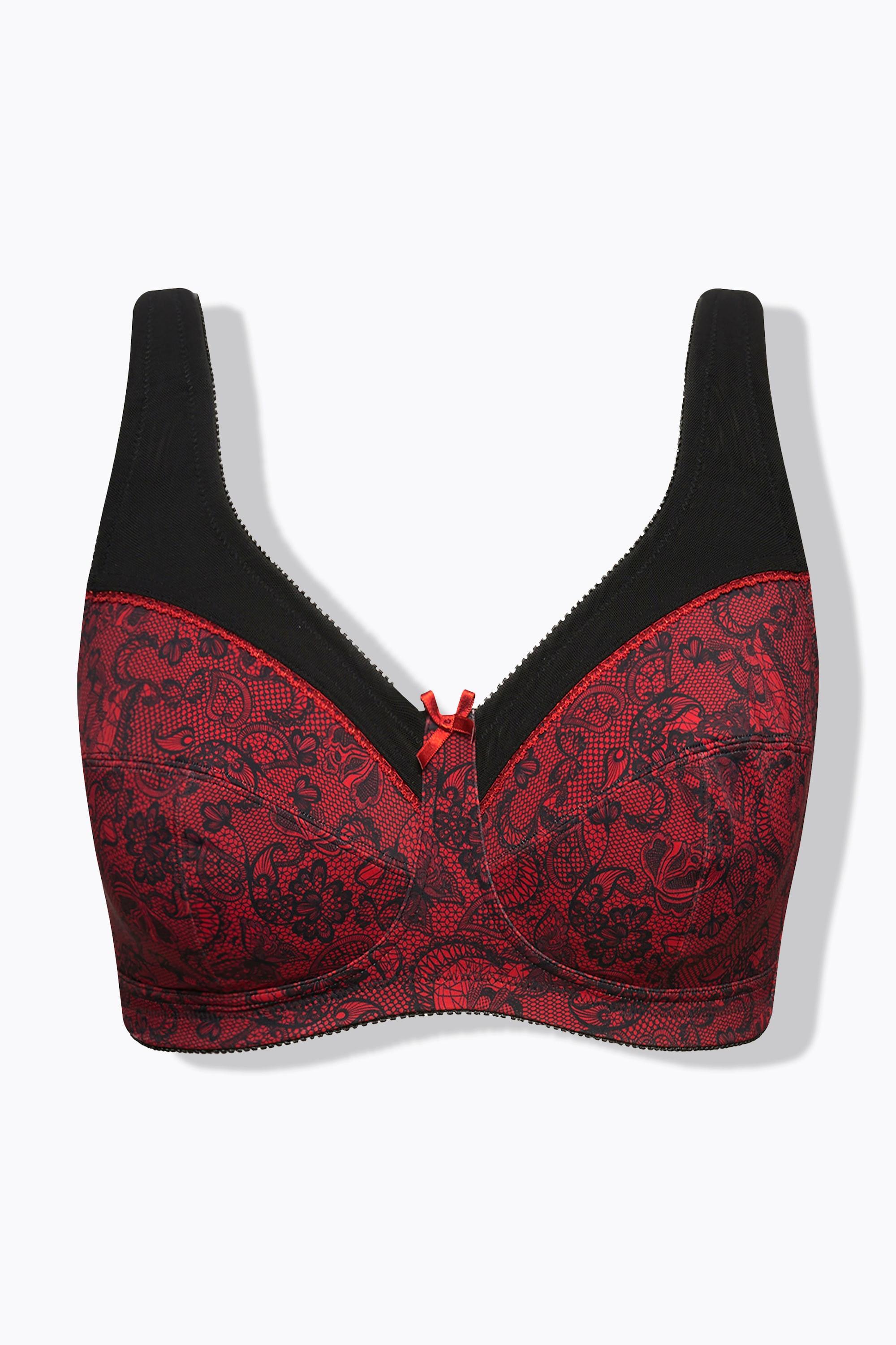 Ulla Popken Reggiseno sostenitivo stampa pizzo senza ferretto coppa C-F  