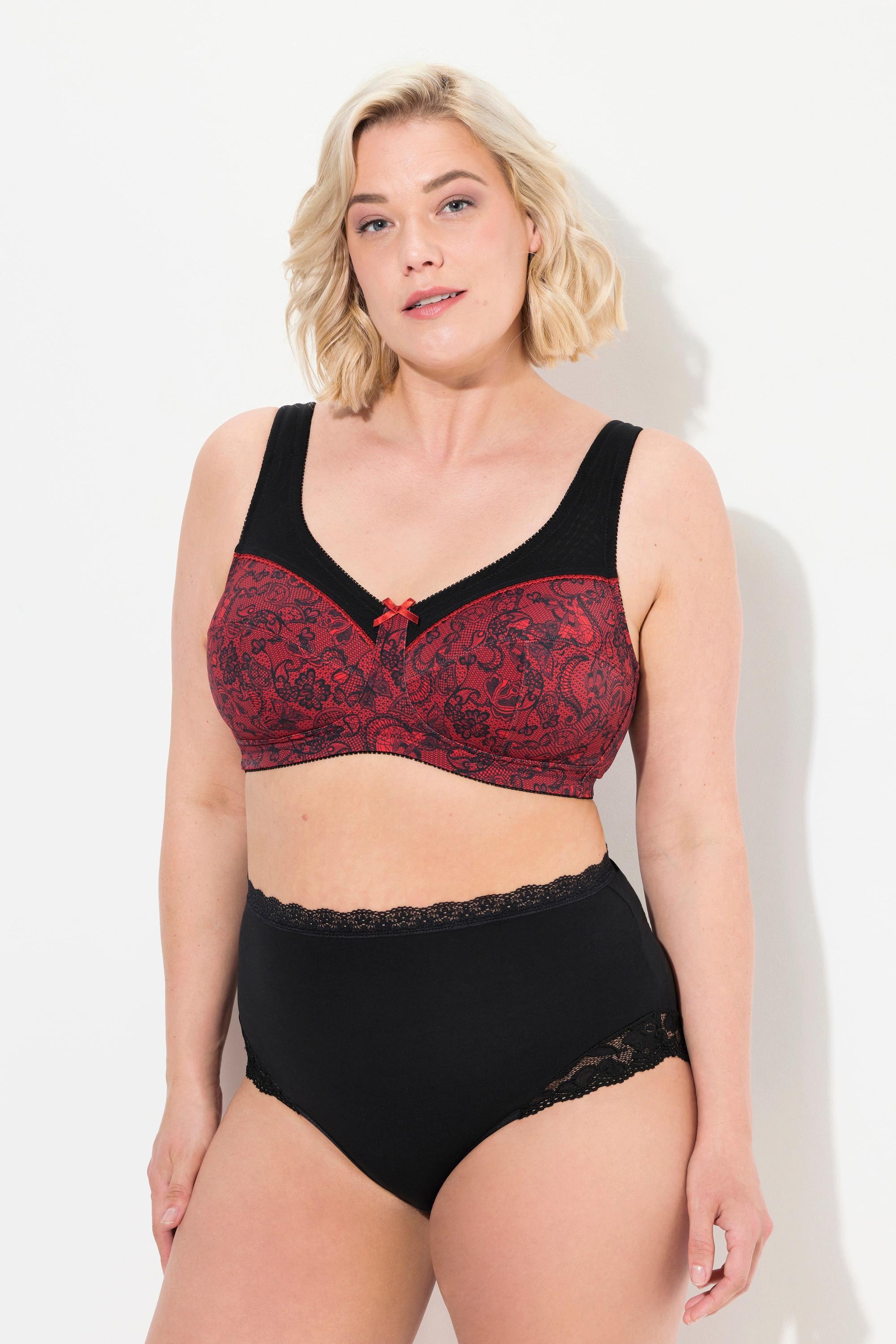 Ulla Popken Reggiseno sostenitivo stampa pizzo senza ferretto coppa C-F  