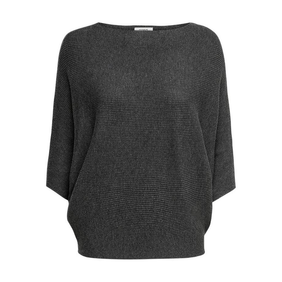 Pullover Top, Rundhalsausschnitt, Kastig, Angeschnitten