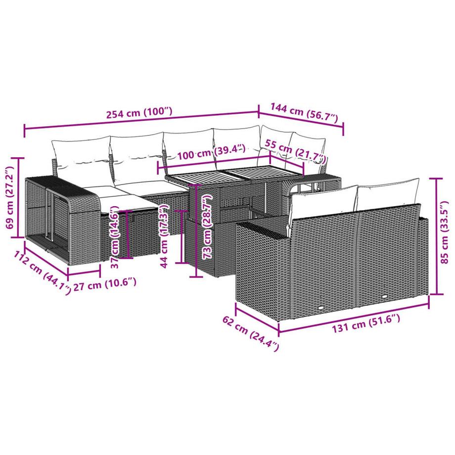 VidaXL Garten sofagarnitur poly-rattan  