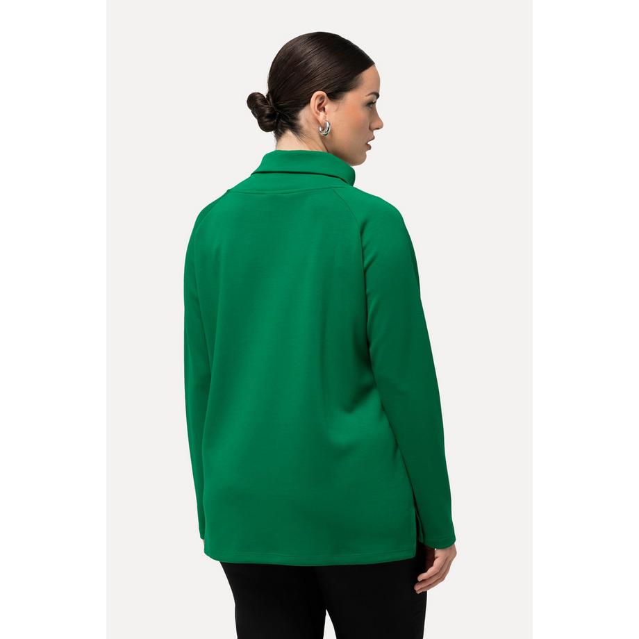 Ulla Popken Felpa Misto Modal Collo Alto Maniche Lunghe con Cerniera  