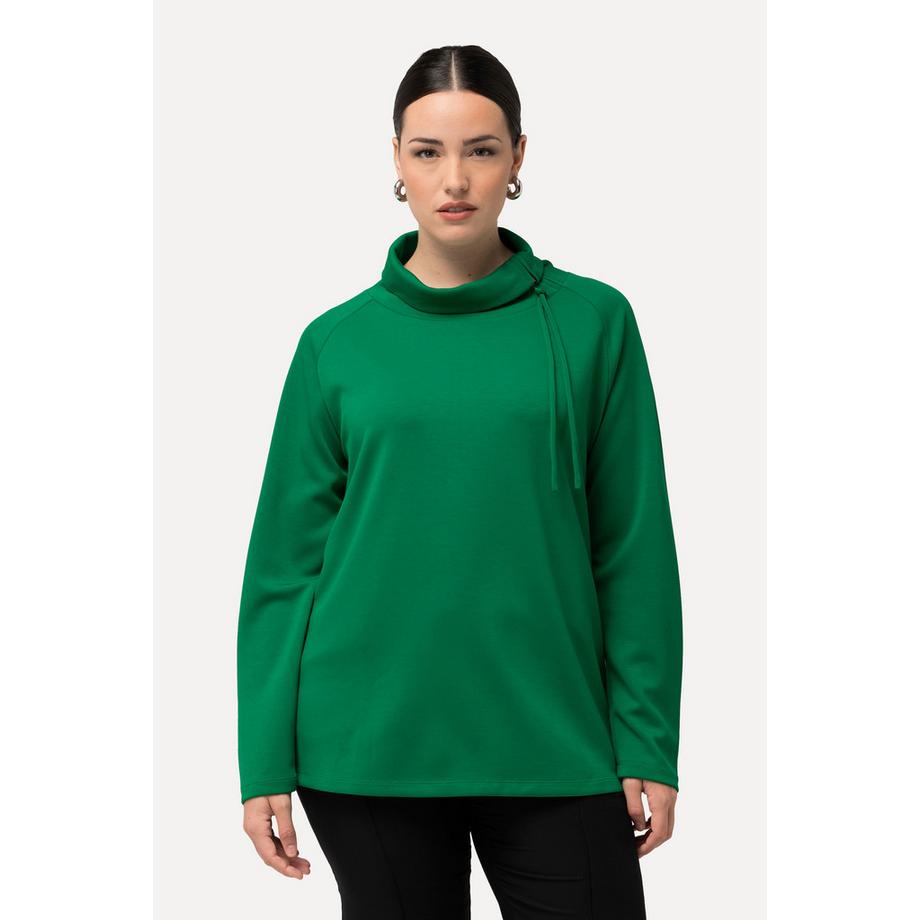 Ulla Popken Felpa Misto Modal Collo Alto Maniche Lunghe con Cerniera  