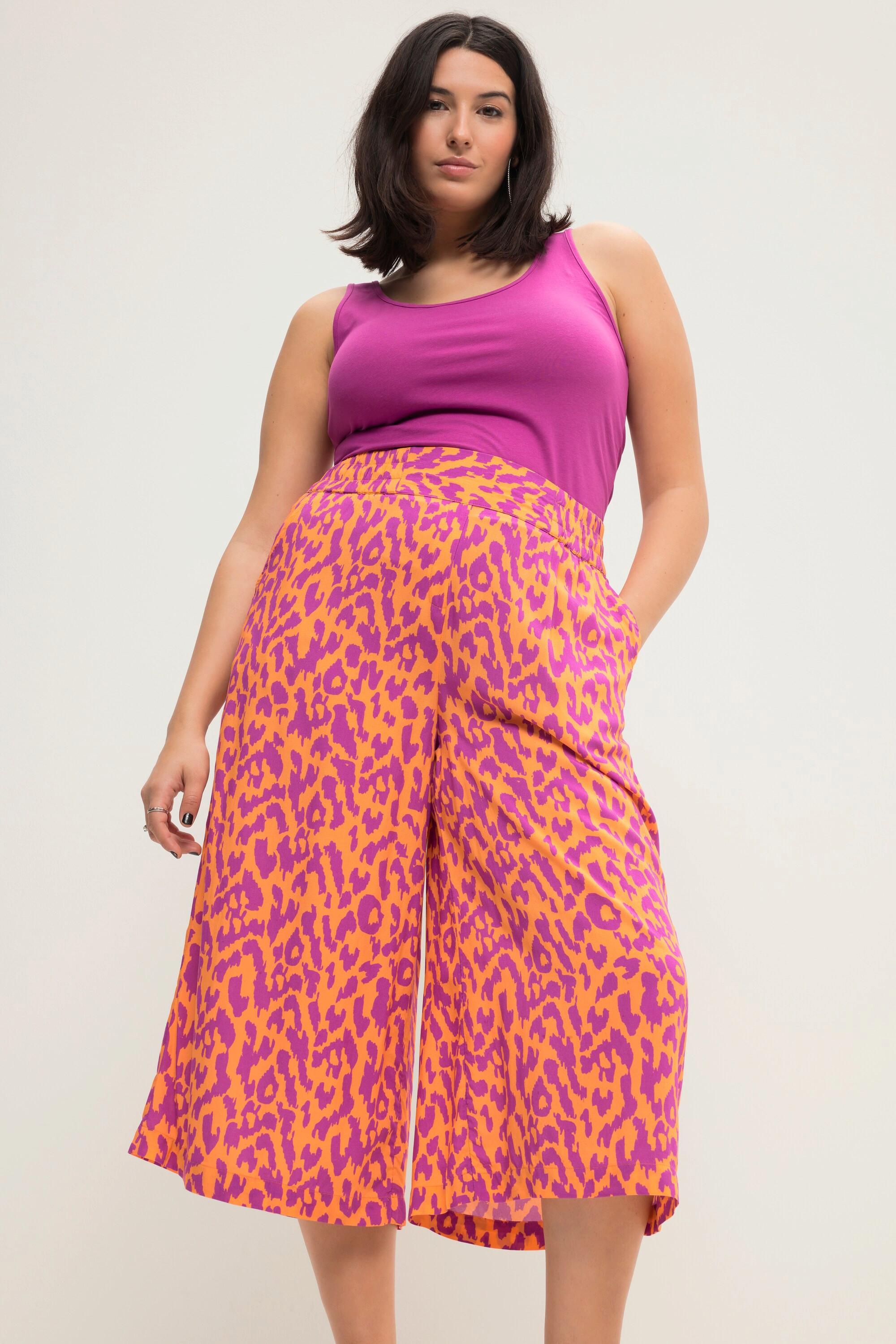 Studio Untold  Culottes con taglio della gamba ampio, design animalier colorato e cintura elastica 