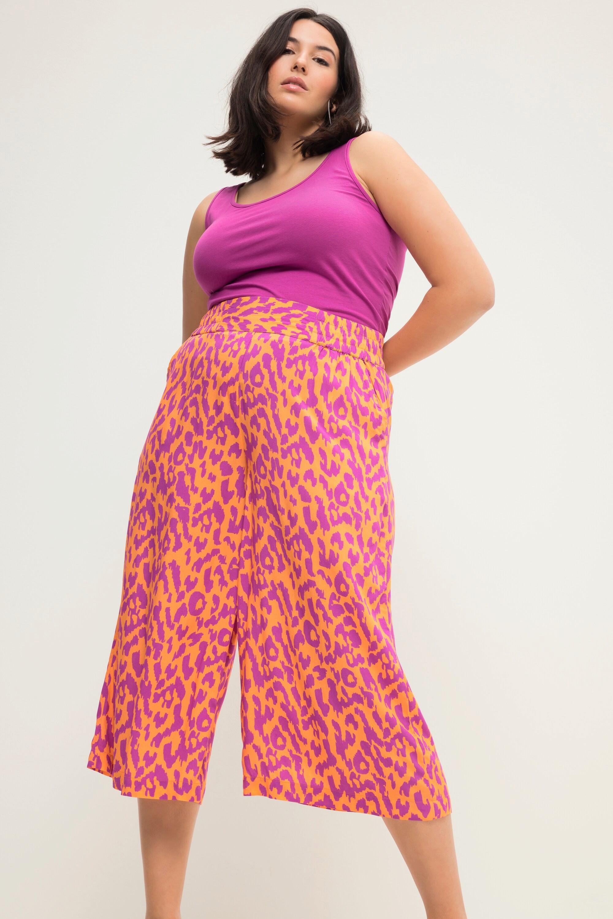 Studio Untold  Culottes con taglio della gamba ampio, design animalier colorato e cintura elastica 