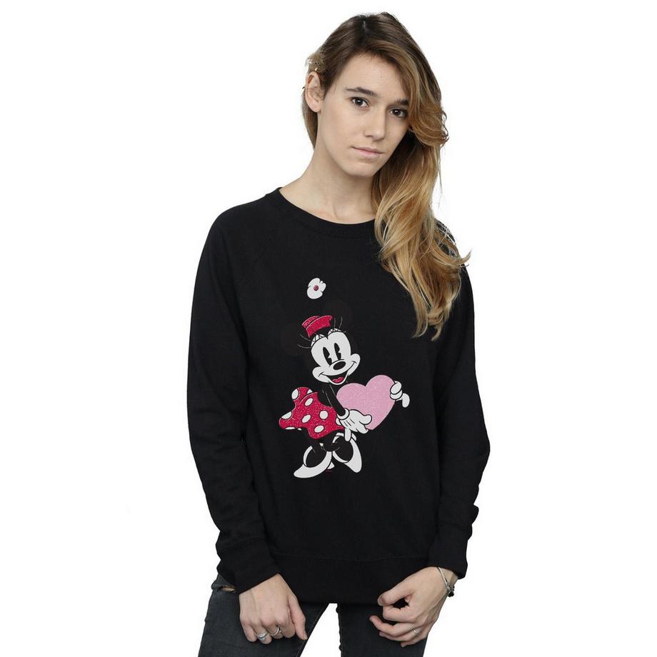 Disney Minnie Mouse Sweatshirt Coeur Pailleté  