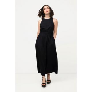 Ulla Popken  Maxi abito in misto lino con taglio smanicato e scollo a girocollo 