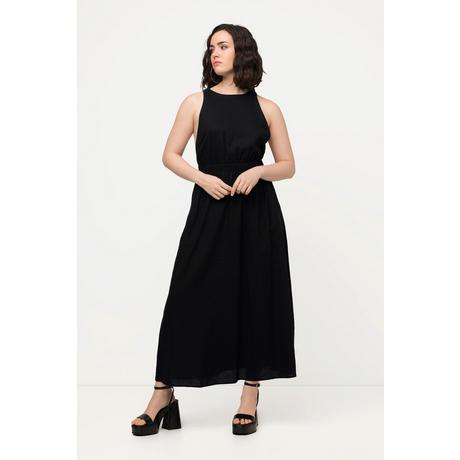 Ulla Popken Maxi Abito Misto Lino Scollo Rotondo Senza Maniche  